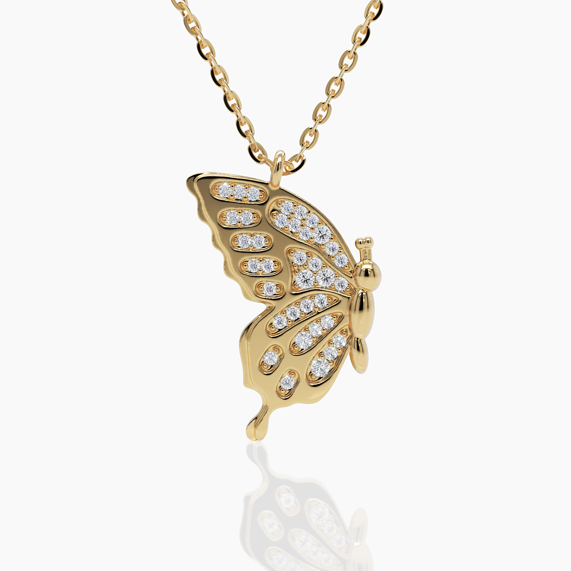 Butterfly Wings Pendant Necklace - Narcissus