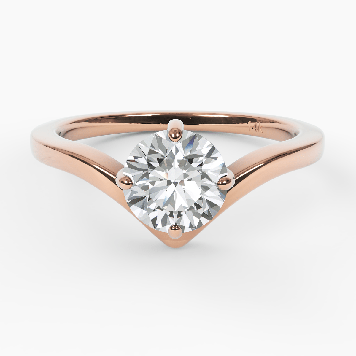 Chevron Solitaire Engagement Ring - Narcissus