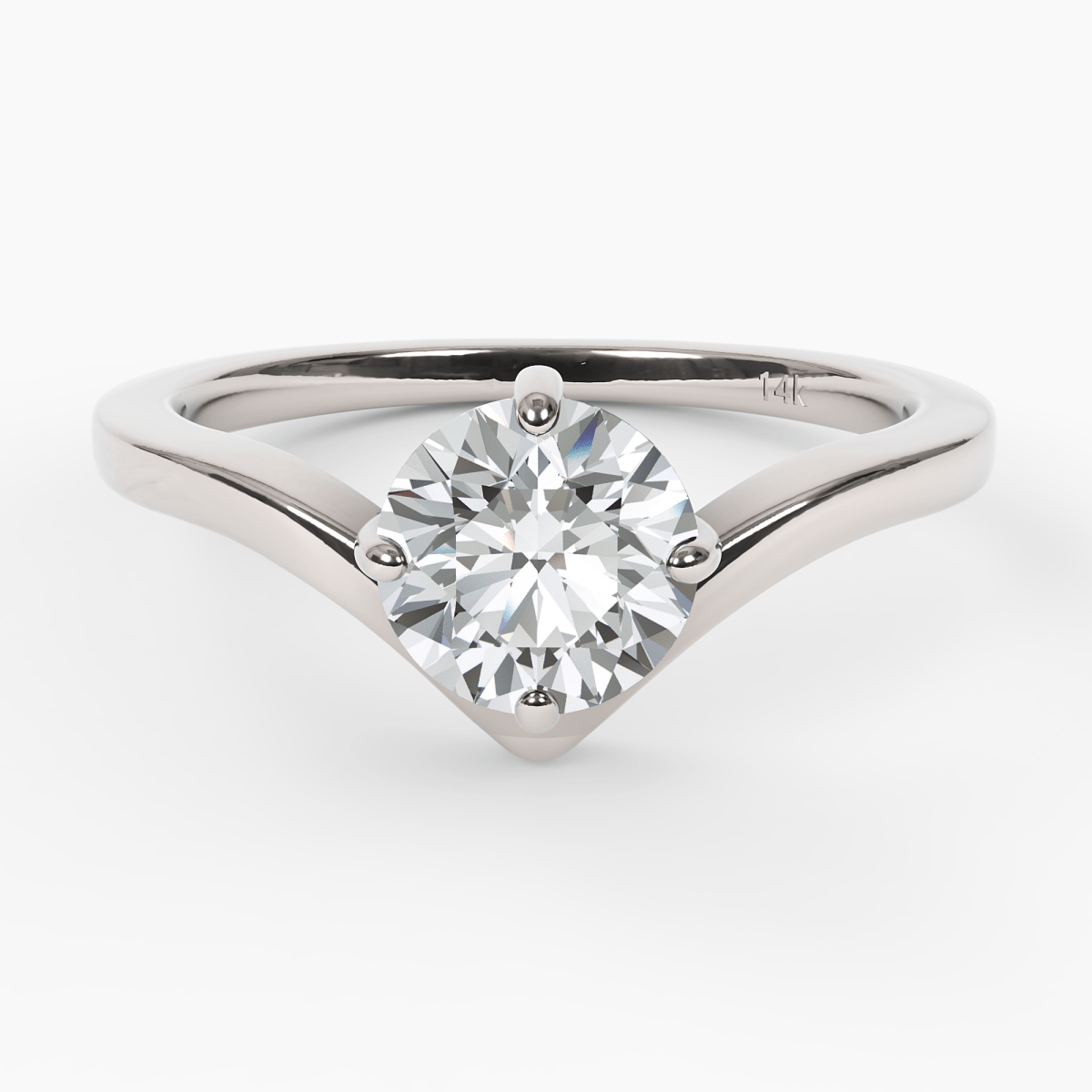 Chevron Solitaire Engagement Ring - Narcissus