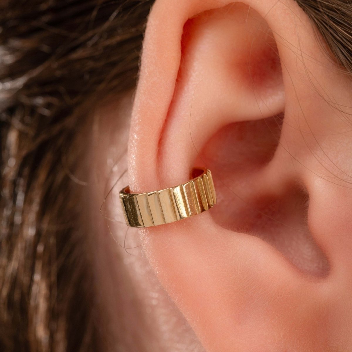 Chunky Ribbed Ear Cuff in Rose Gold - Narcissus