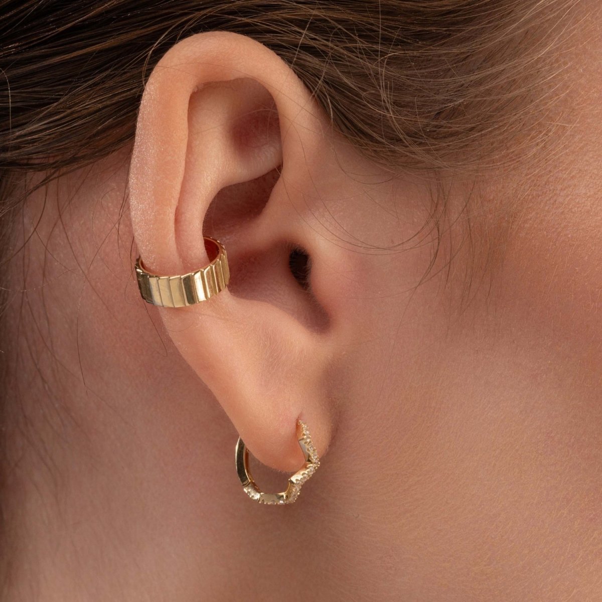 Chunky Ribbed Ear Cuff in Rose Gold - Narcissus