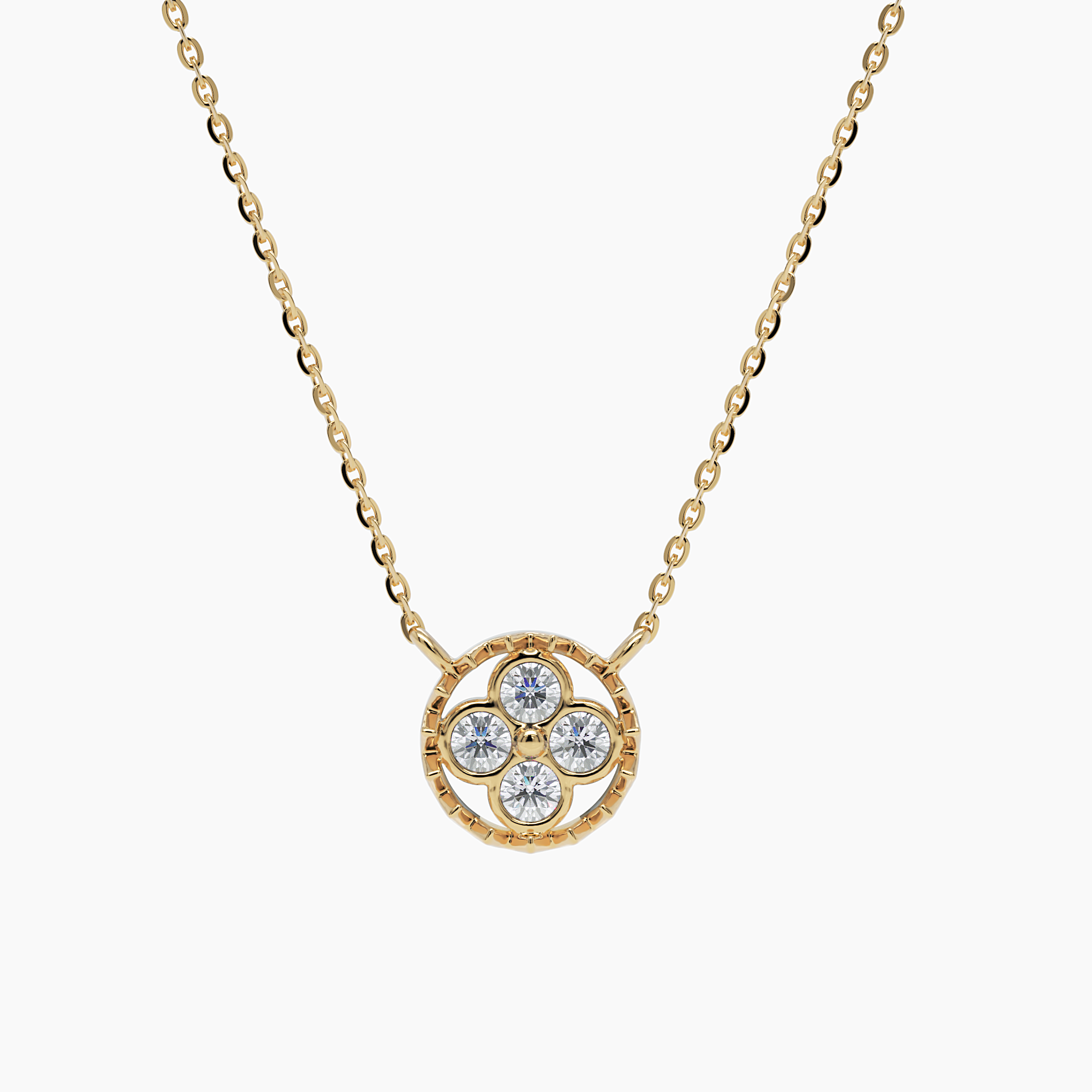 Clover Diamond Pendant Necklace - Narcissus