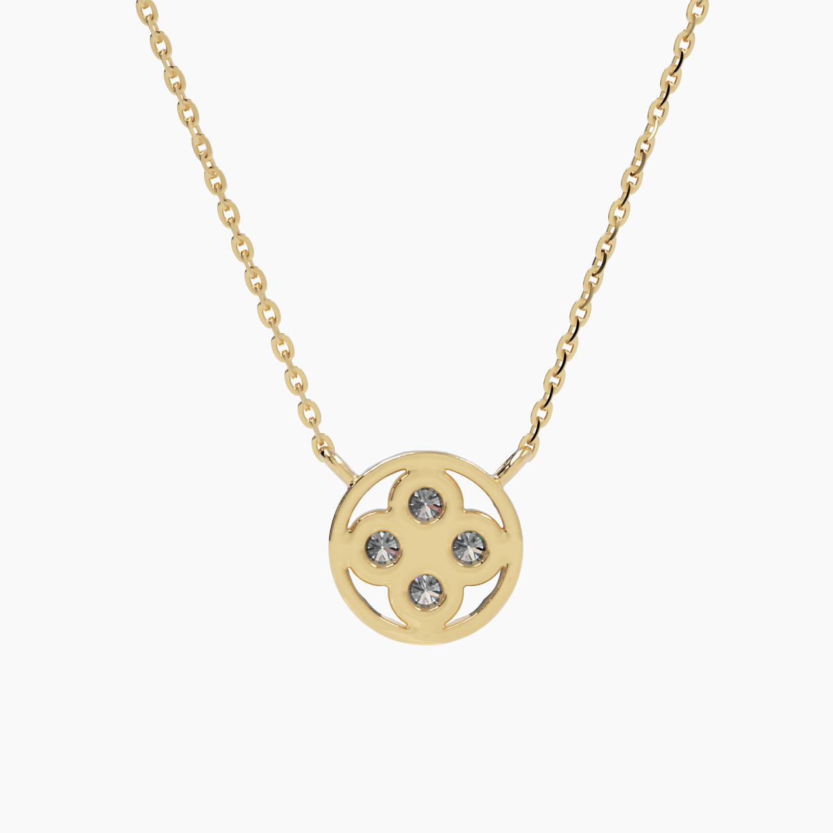 Clover Diamond Pendant Necklace - Narcissus