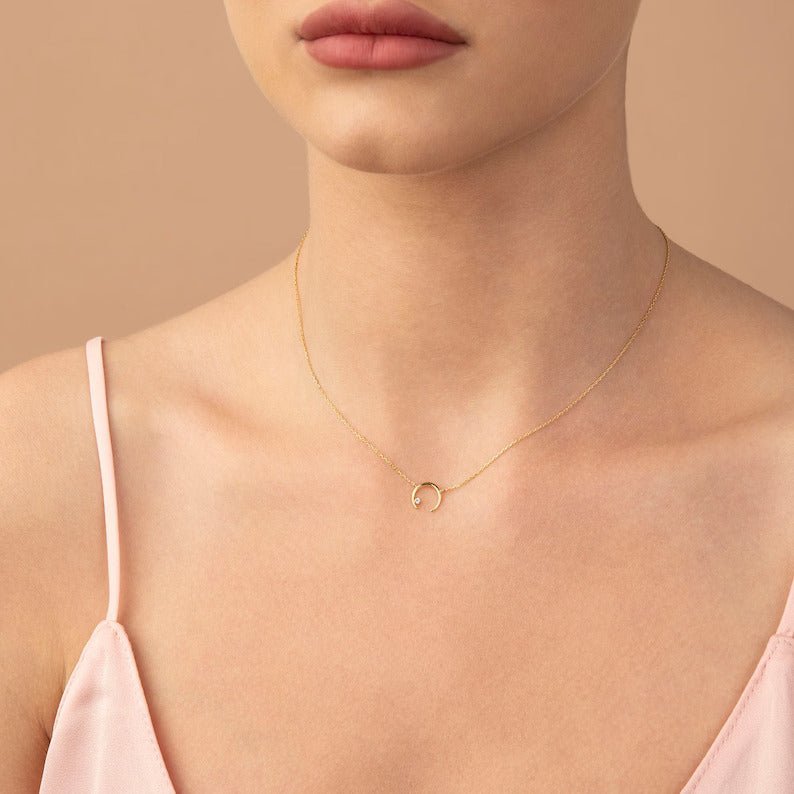 Crescent Moon Diamond Necklace - Narcissus