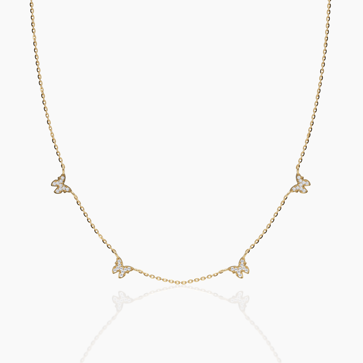 Dainty Butterfly Station Necklace - Narcissus