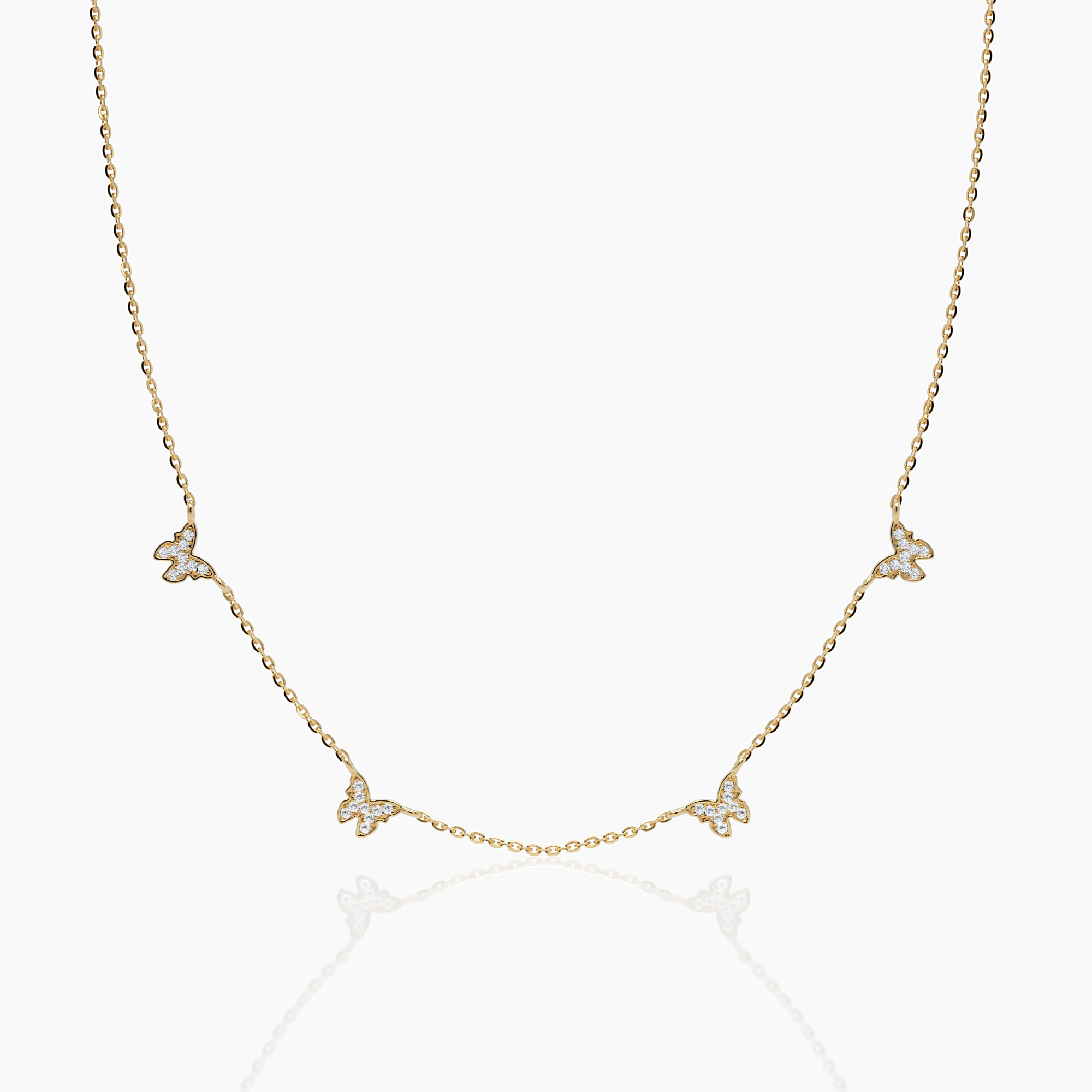 Dainty Butterfly Station Necklace - Narcissus