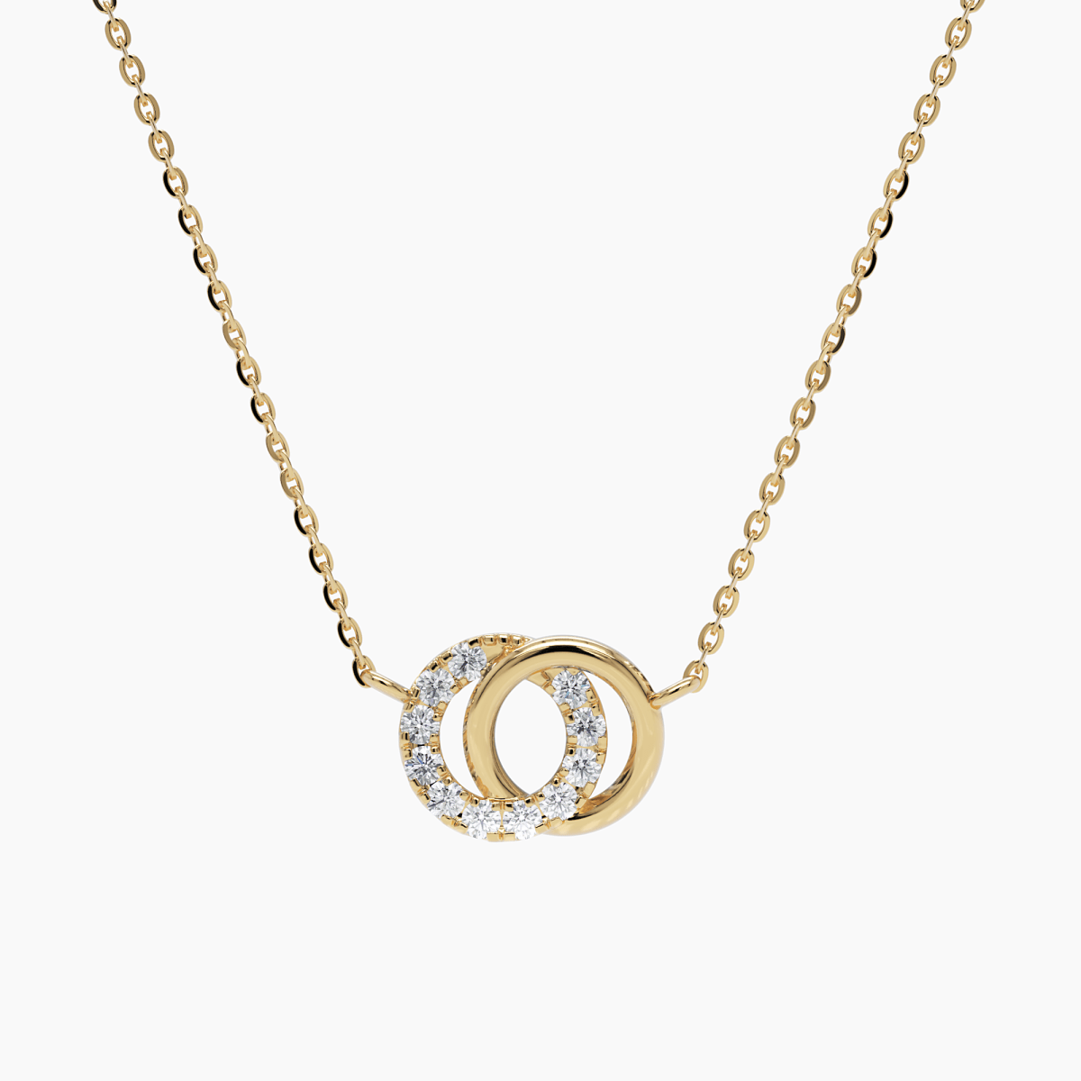 Dainty Diamond Interlinked Circles Necklace - Narcissus