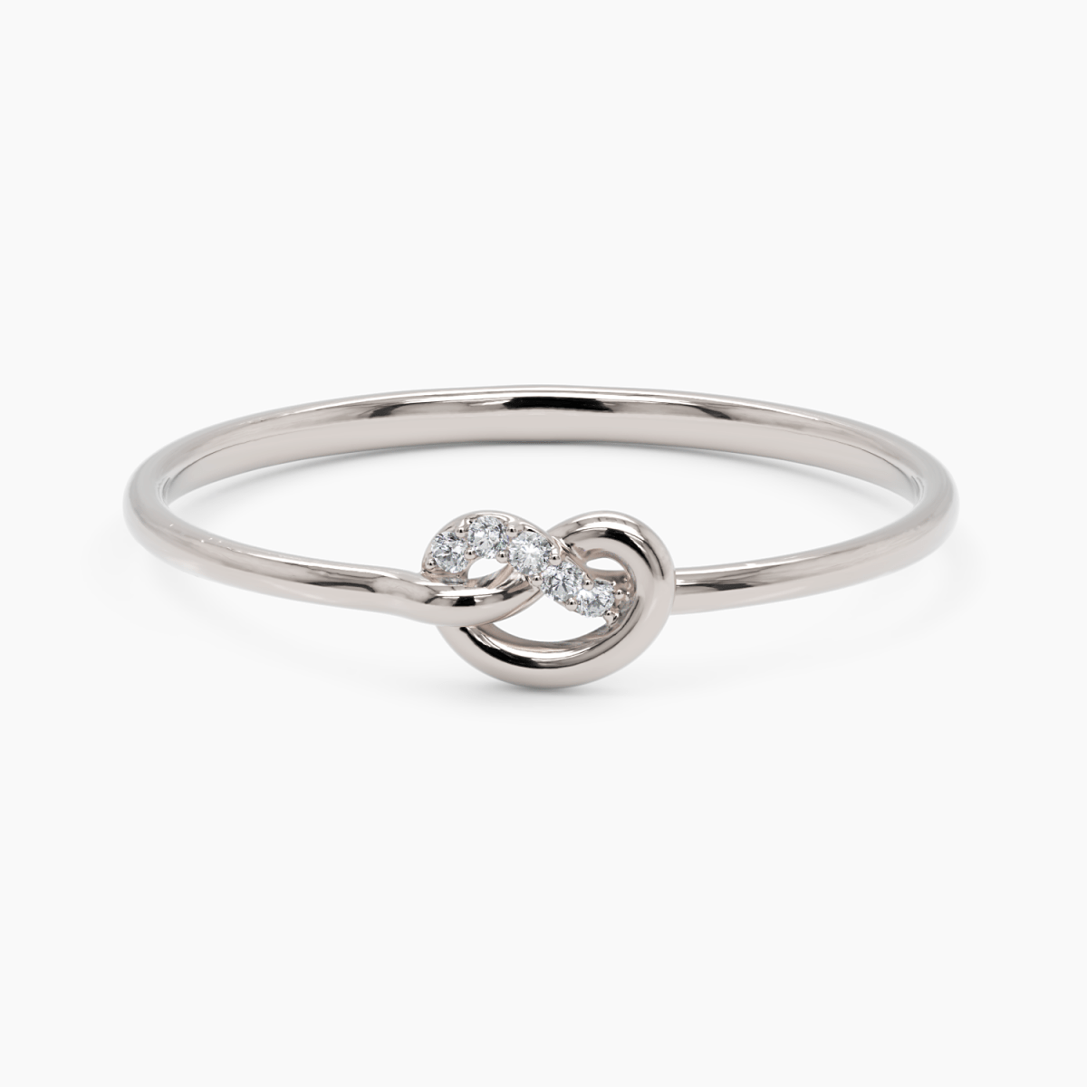 Dainty Knot Ring With Diamonds in White Gold - Narcissus