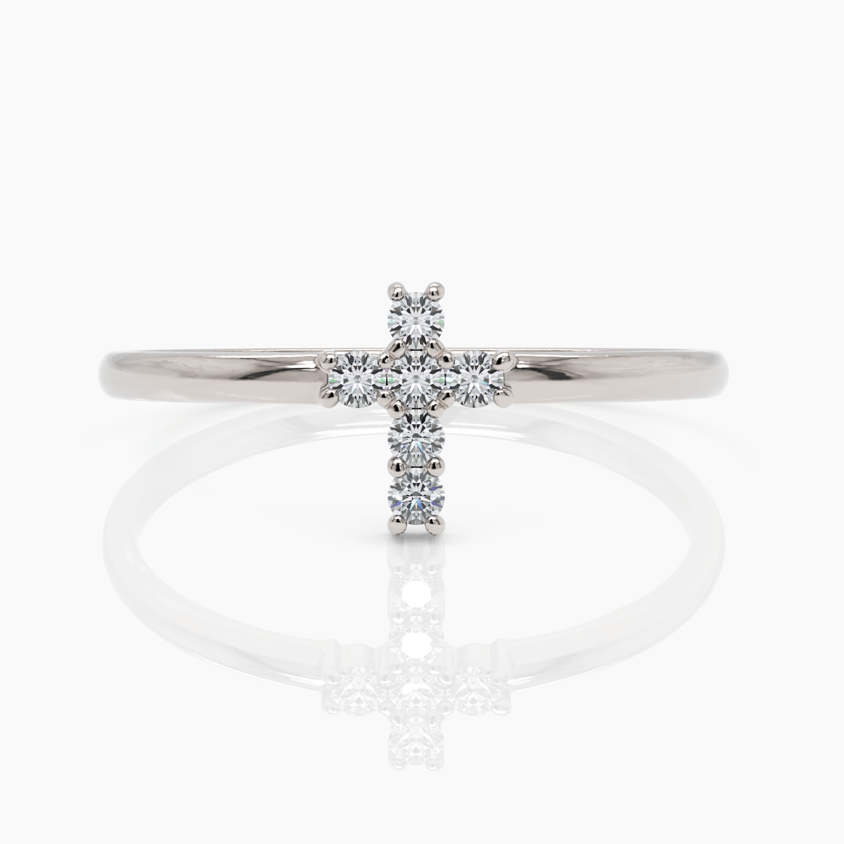 Dainty Pavé Diamond Cross Ring - Narcissus