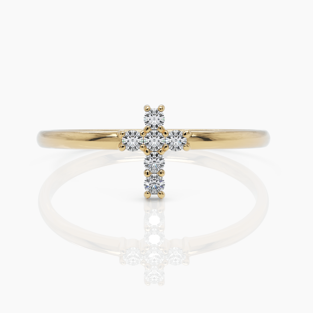 Dainty Pavé Diamond Cross Ring - Narcissus