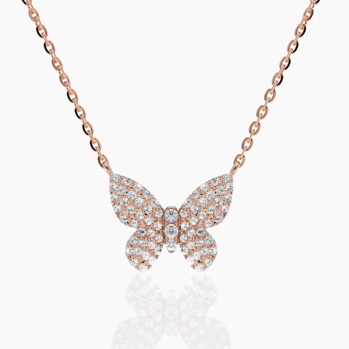 Dainty Diamond Butterfly Necklace in 14k White Gold - Narcissus