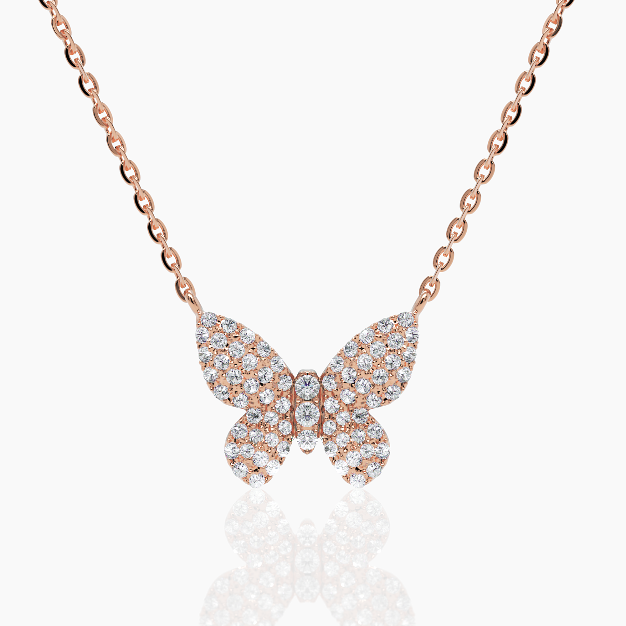 Dainty Pave Diamond Butterfly Necklace - Narcissus