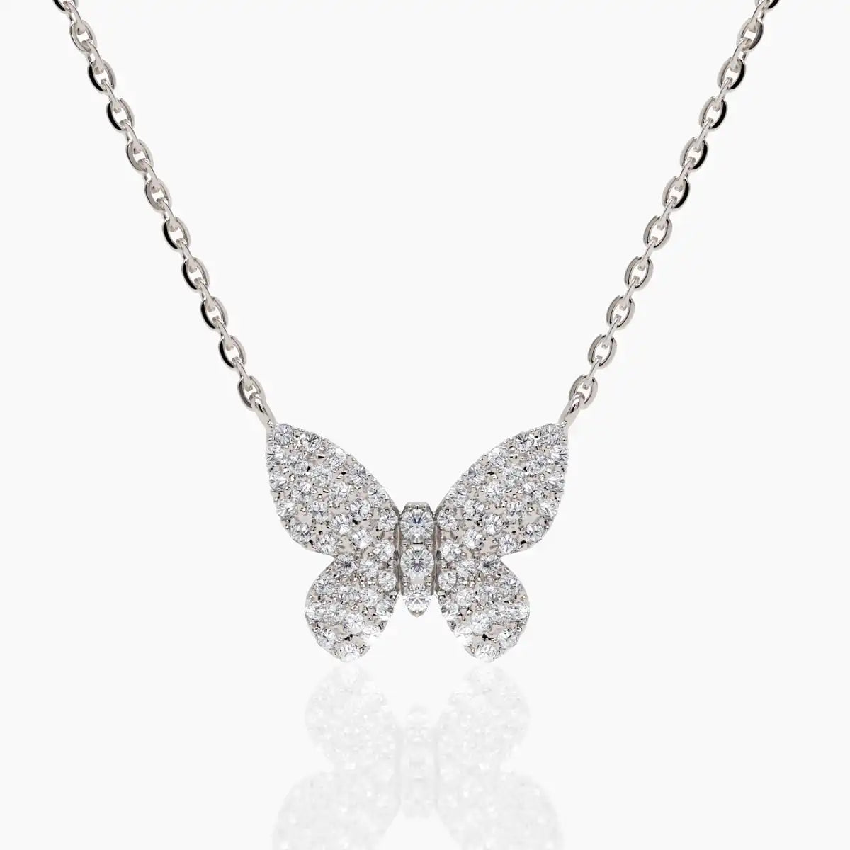 Dainty Diamond Butterfly Necklace in 14k Yellow Gold