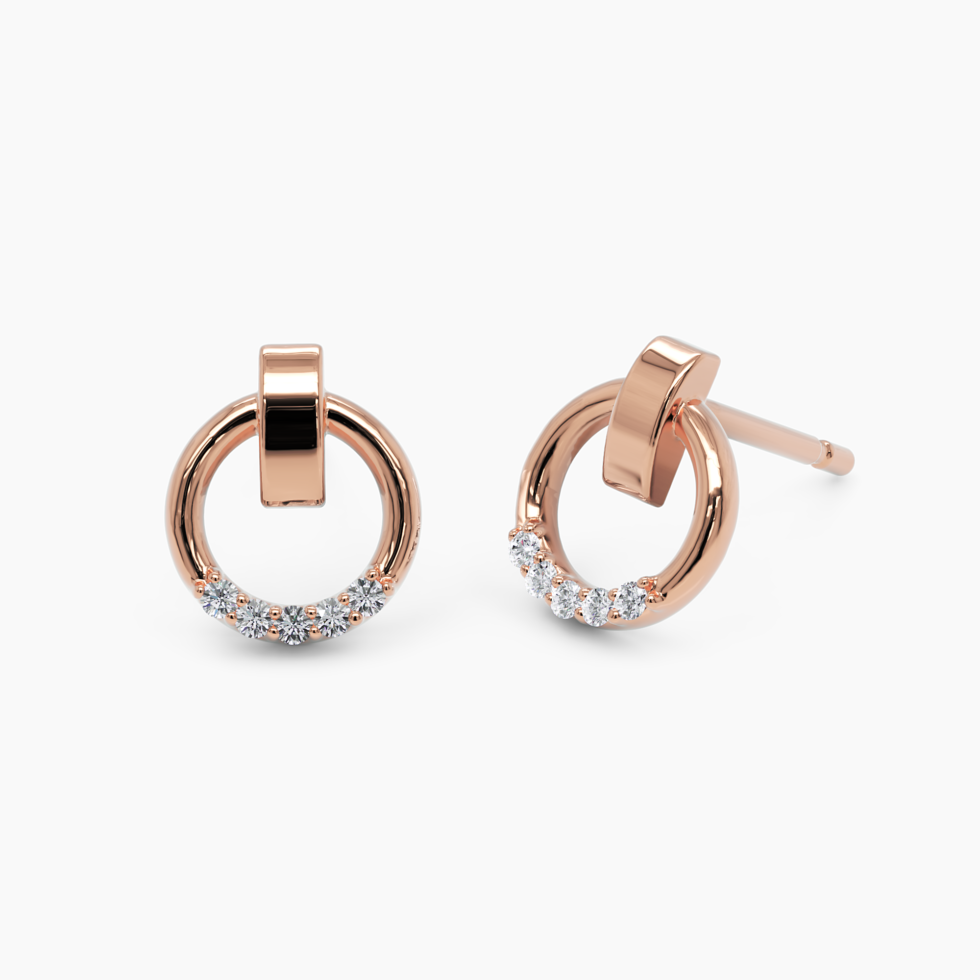 Diamond Circle Stud Earrings - Narcissus