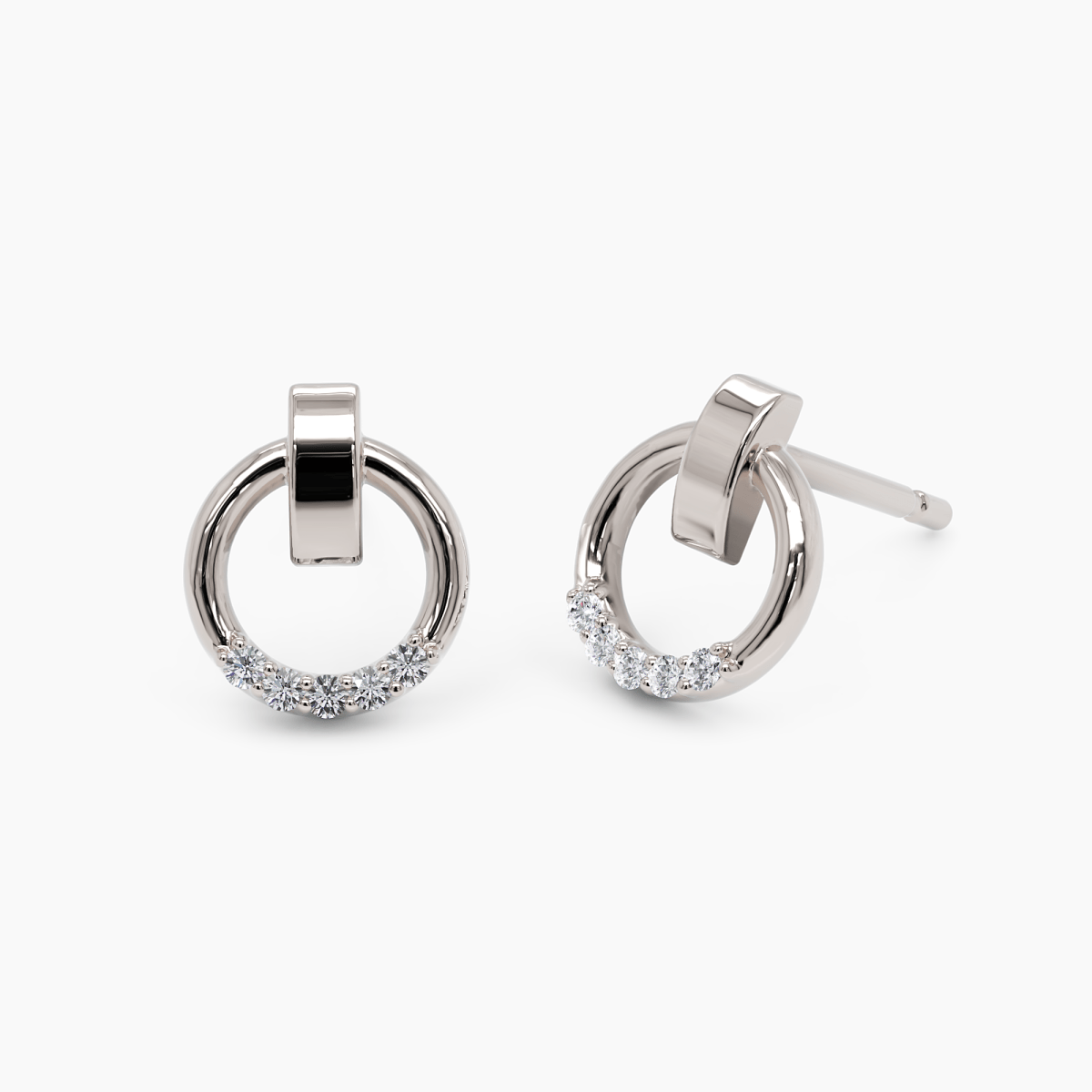 Diamond Circle Stud Earrings - Narcissus