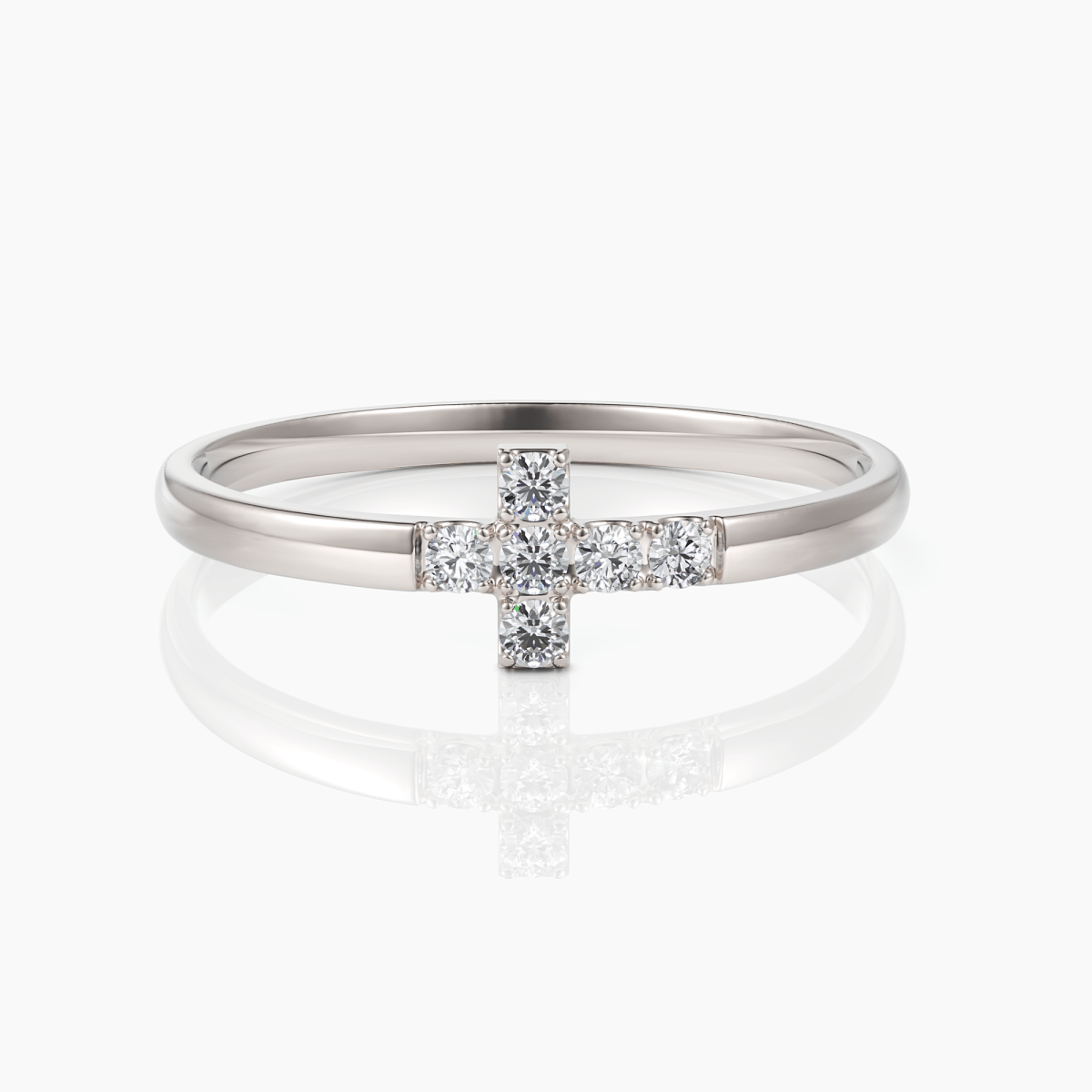 Dainty Diamond Cross Ring - Narcissus