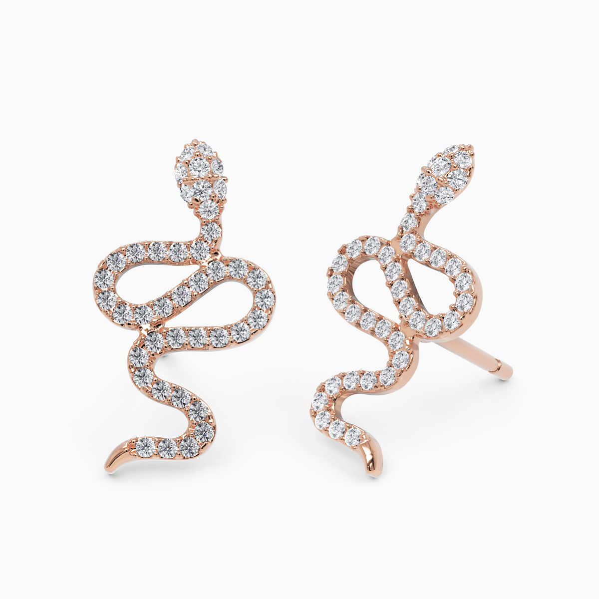 Diamond Snake Stud Earrings - Narcissus