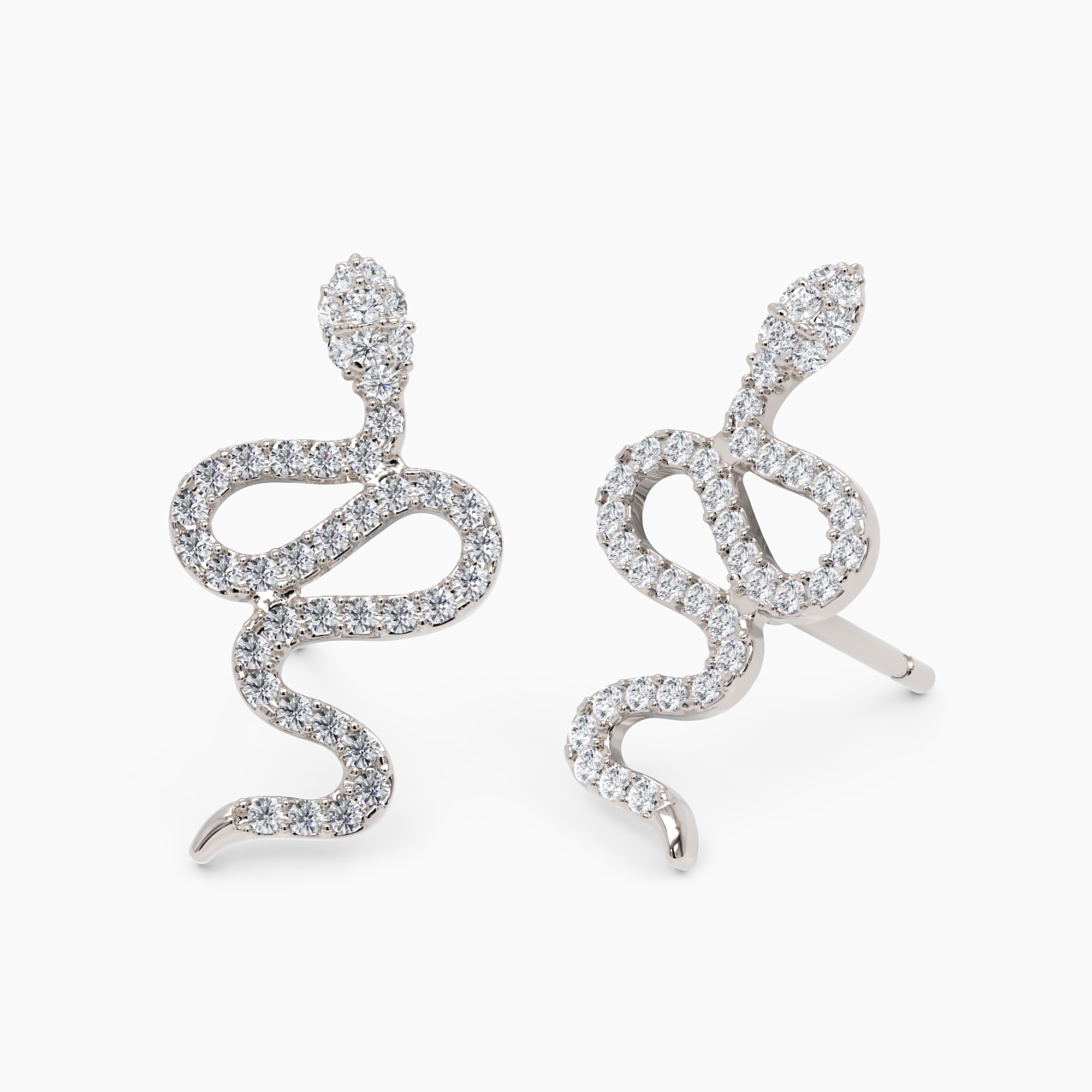 Diamond Snake Stud Earrings - Narcissus