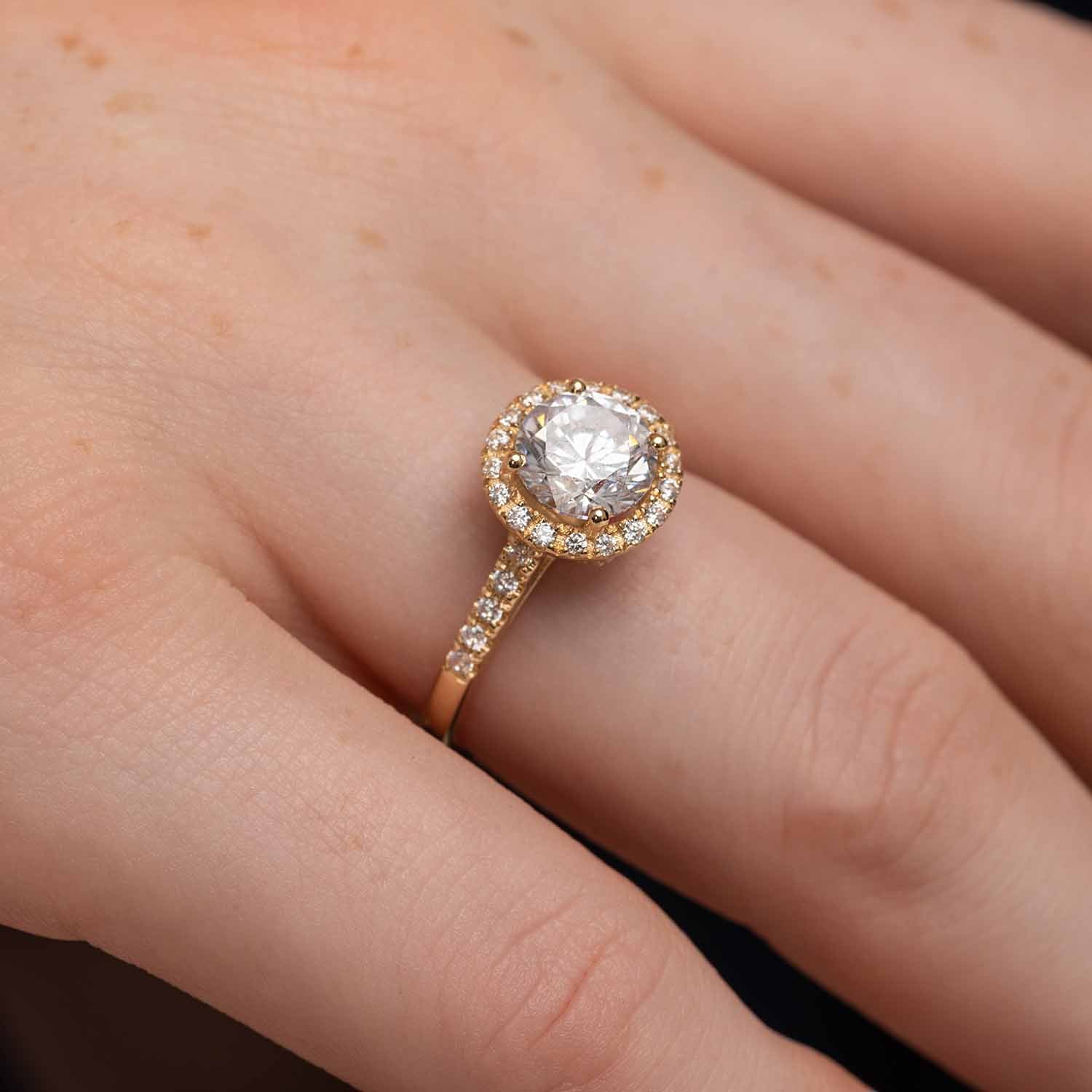 Diamond Halo Engagement Ring - Narcissus