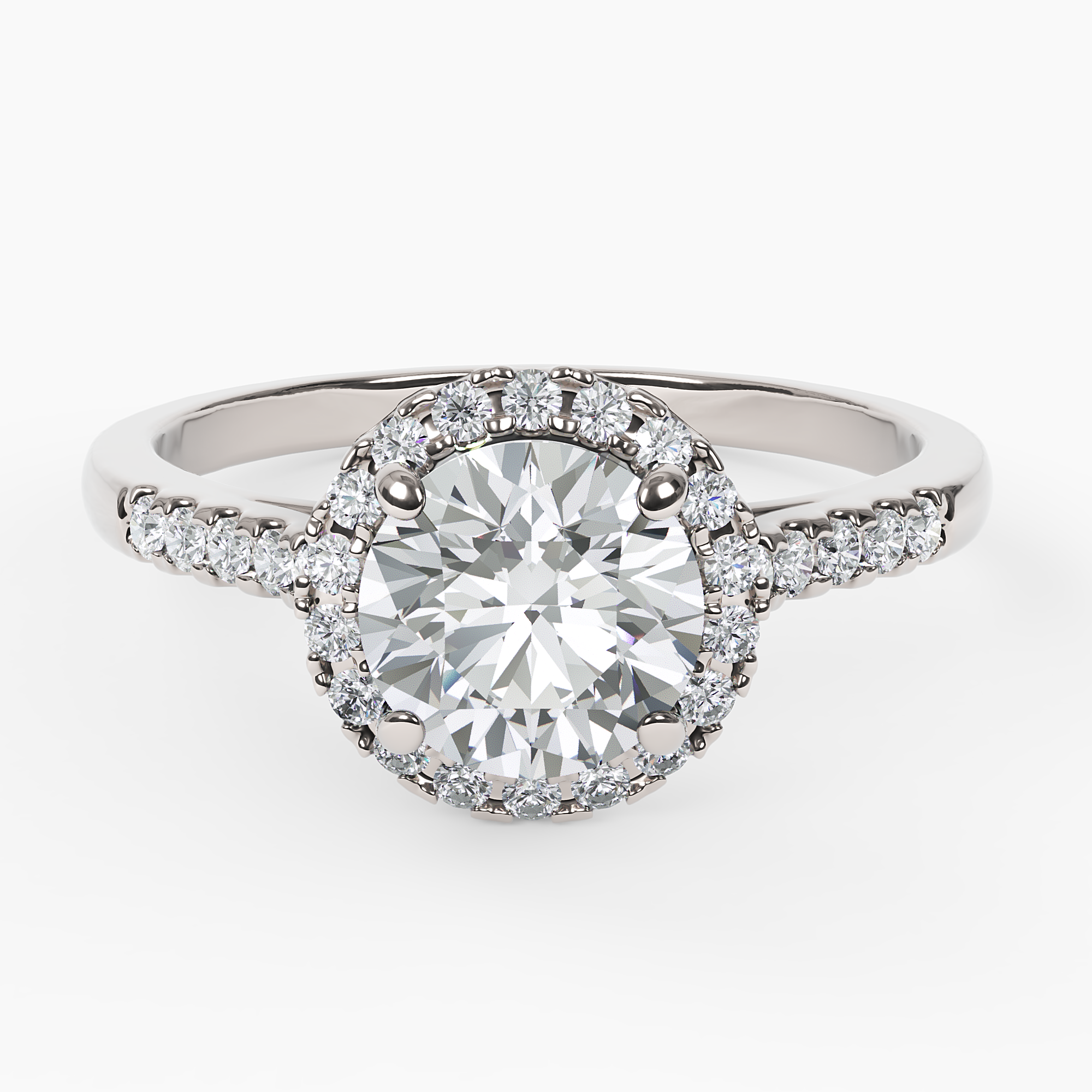 Diamond Halo Engagement Ring - Narcissus