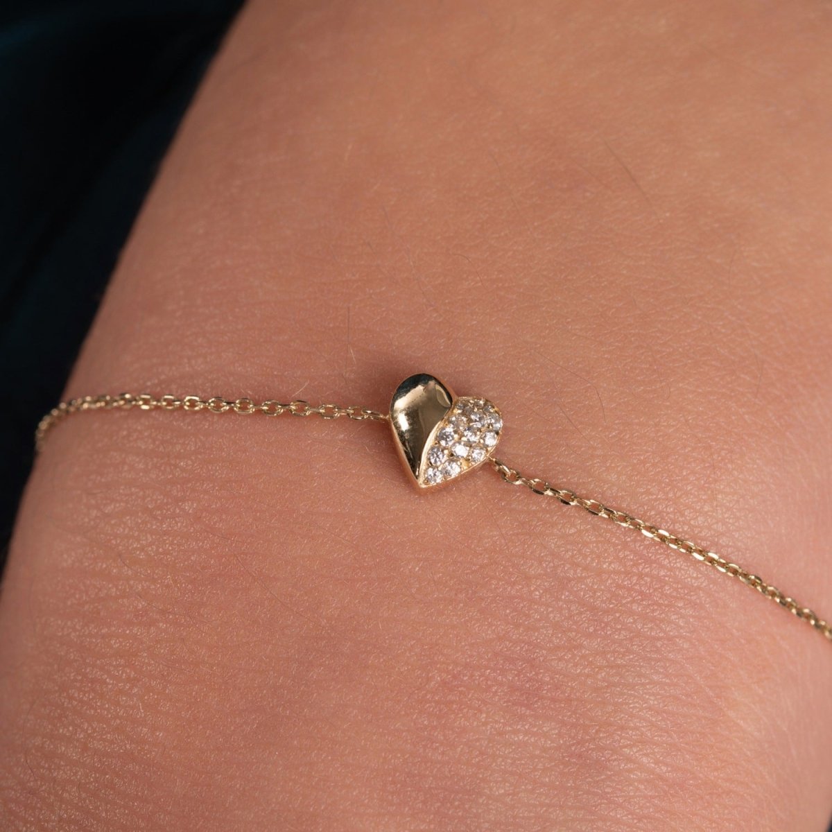 Diamond Puffy Heart Bracelet - Narcissus