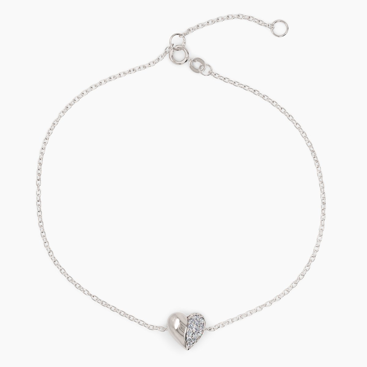 Diamond Puffy Heart Bracelet - Narcissus