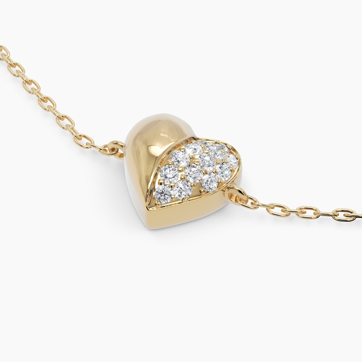 Diamond Puffy Heart Bracelet - Narcissus