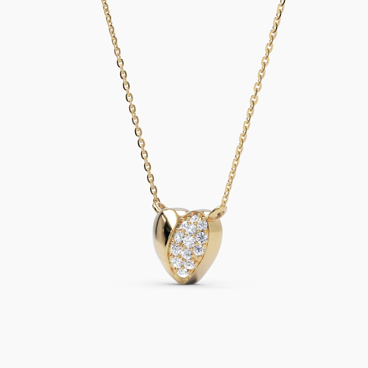 Diamond Puffy Heart Necklace - Narcissus