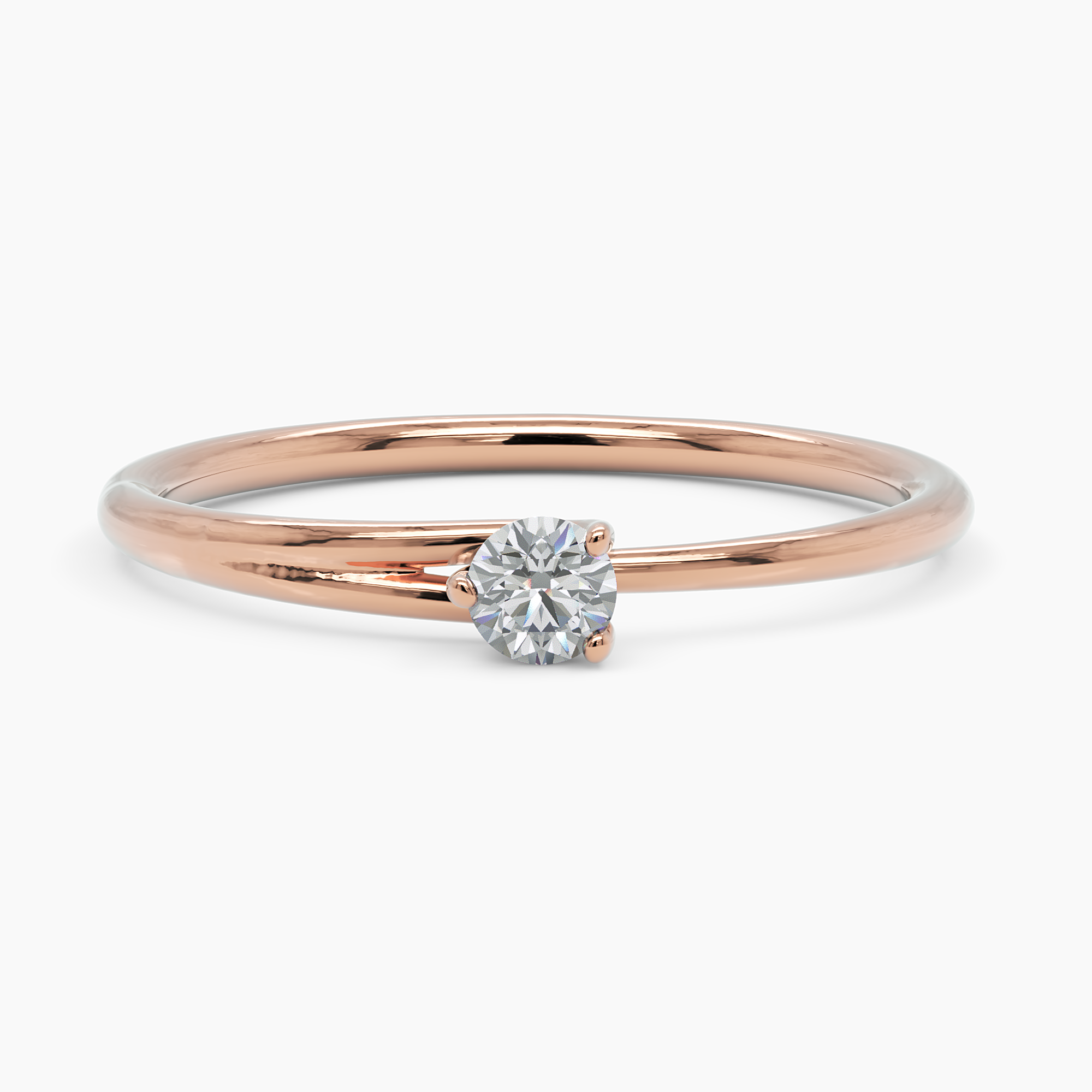 Double Band Solitaire Diamond Ring - Narcissus