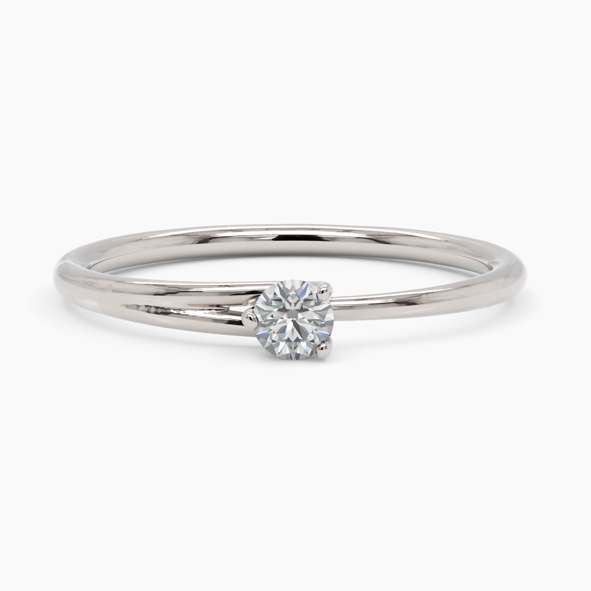 Double Band Solitaire Diamond Ring - Narcissus