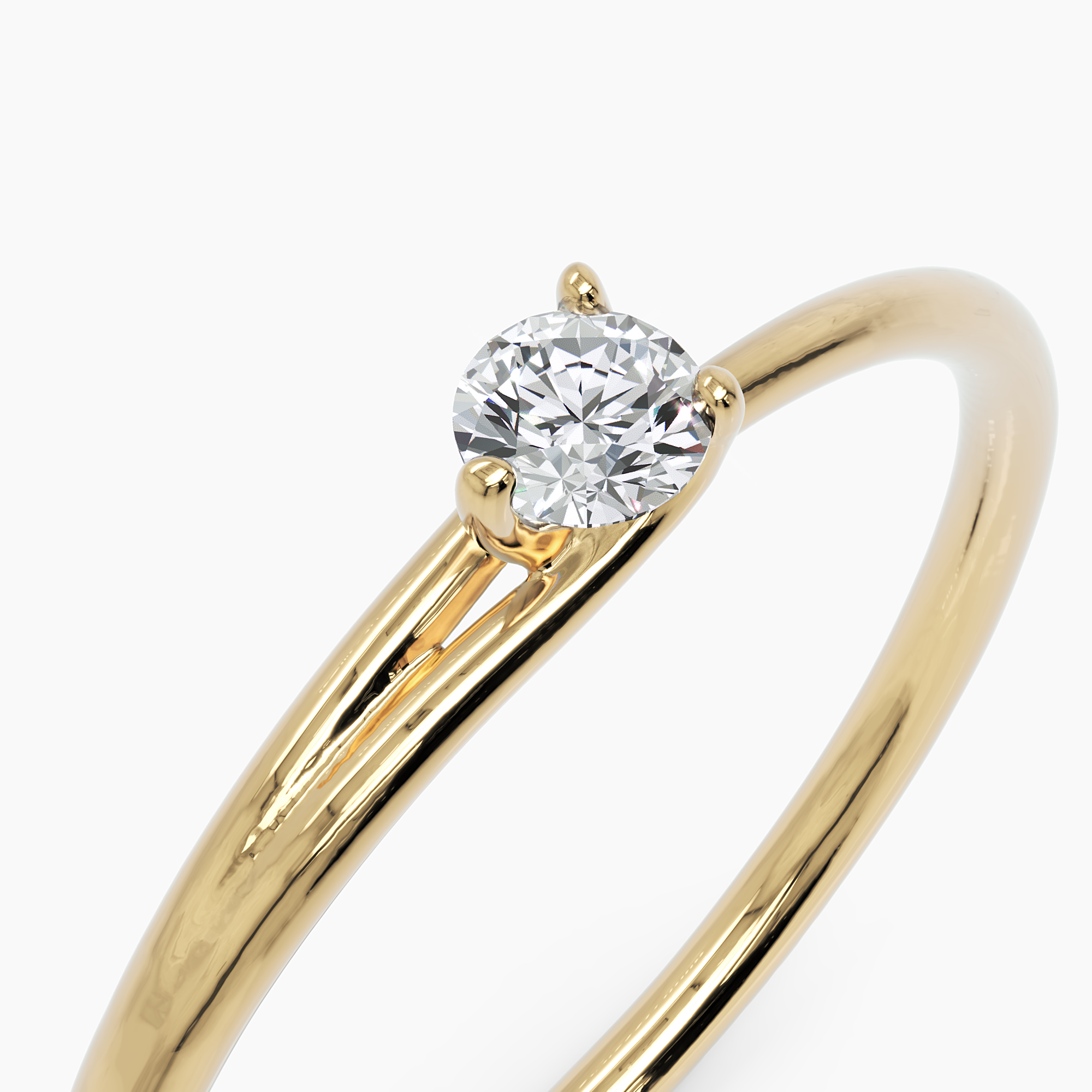 Double Band Solitaire Diamond Ring - Narcissus