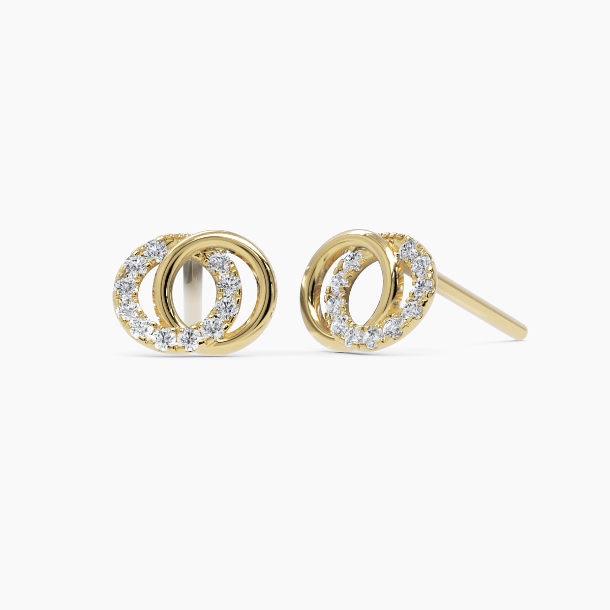 Double Circle Diamond Stud Earrings - Narcissus