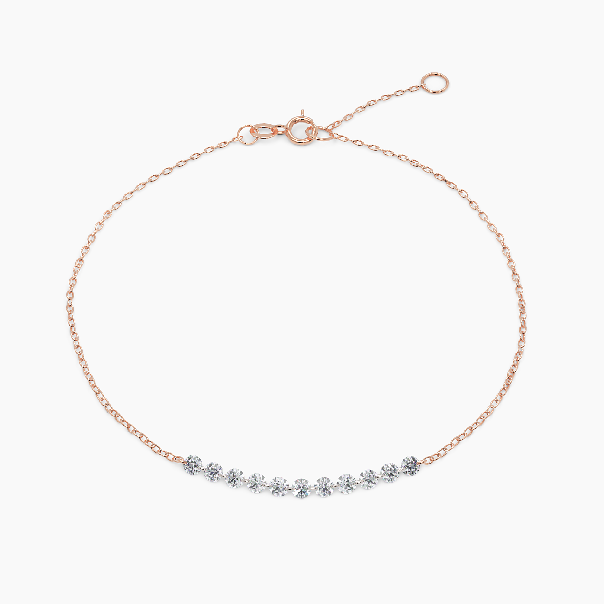 Drilled Diamond Bar Bracelet Rose