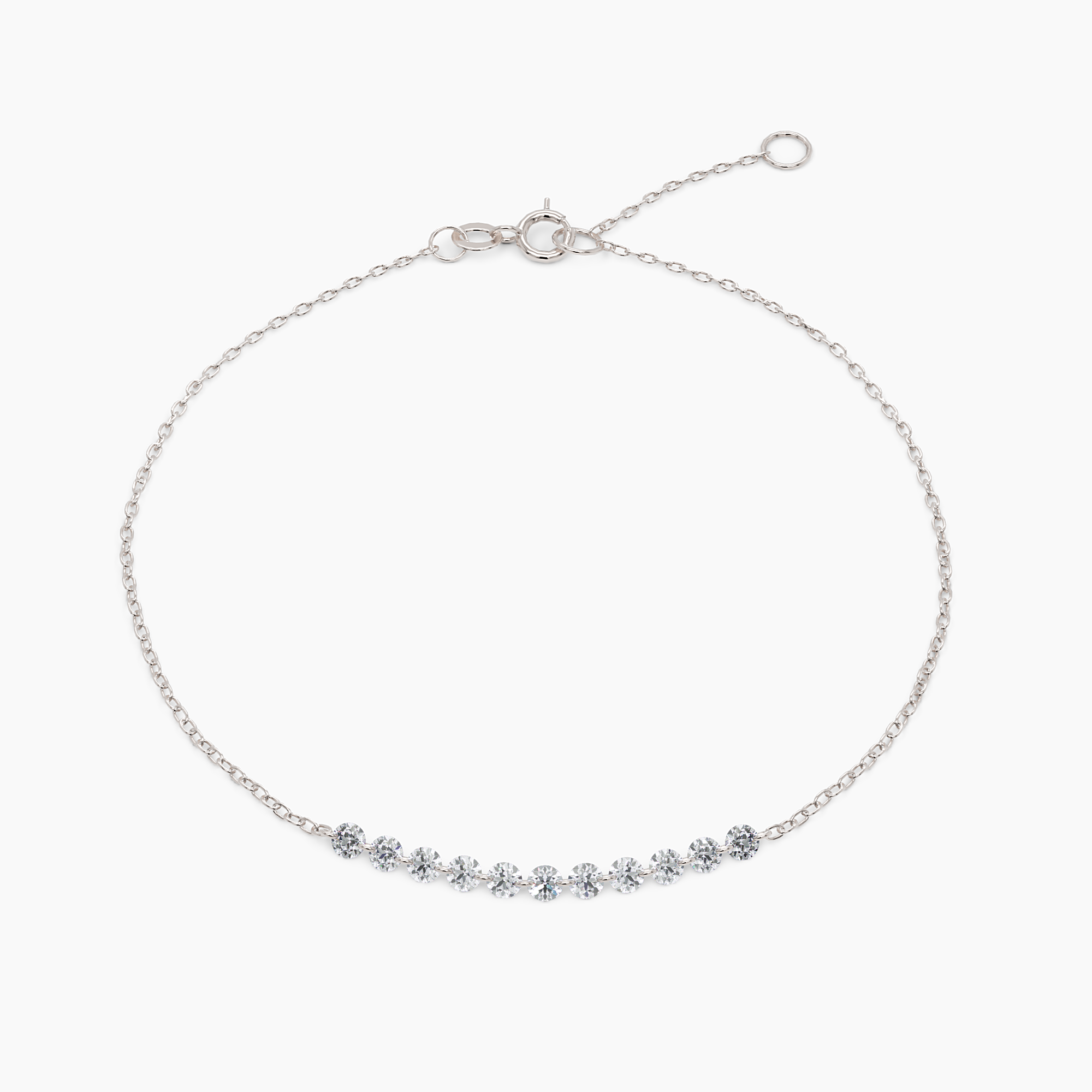 Drilled Diamond Bar Bracelet White