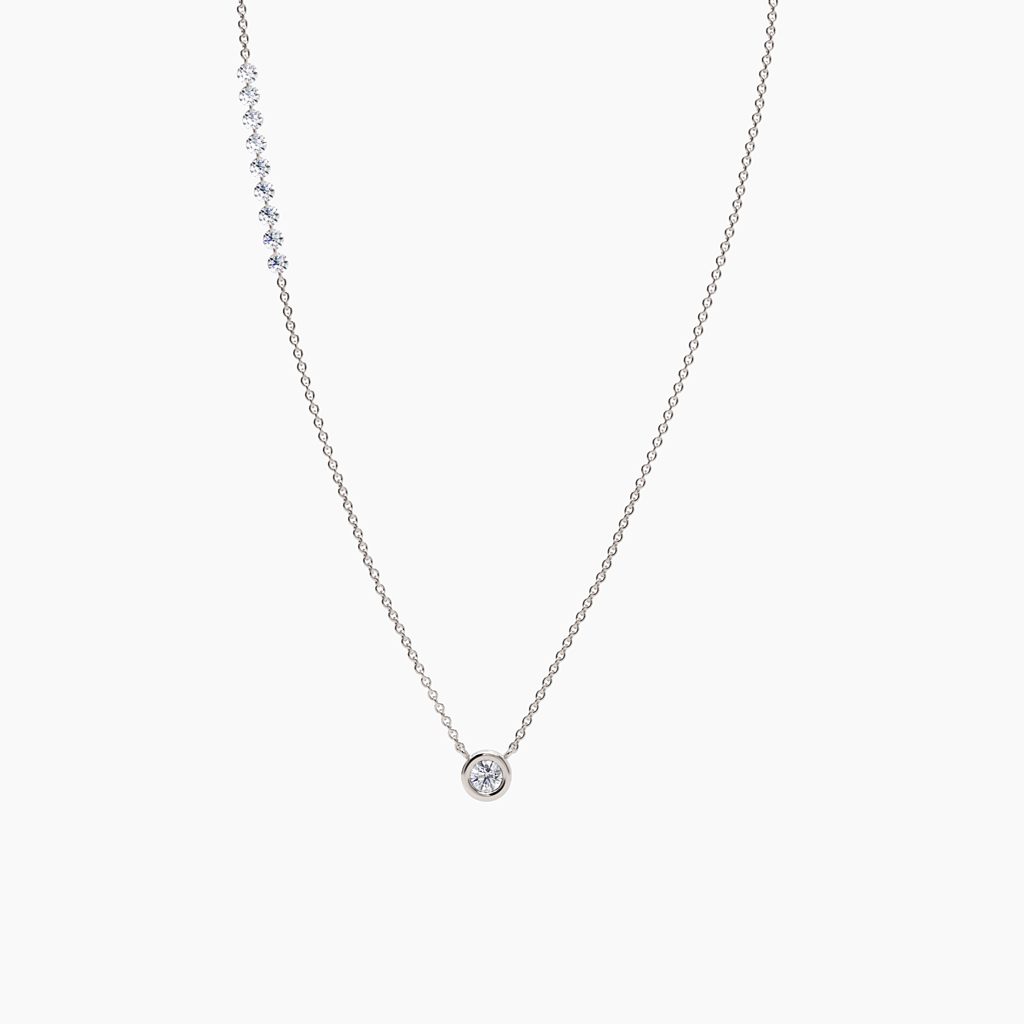 Drilled Diamond Bar Necklace With Bezel - Narcissus