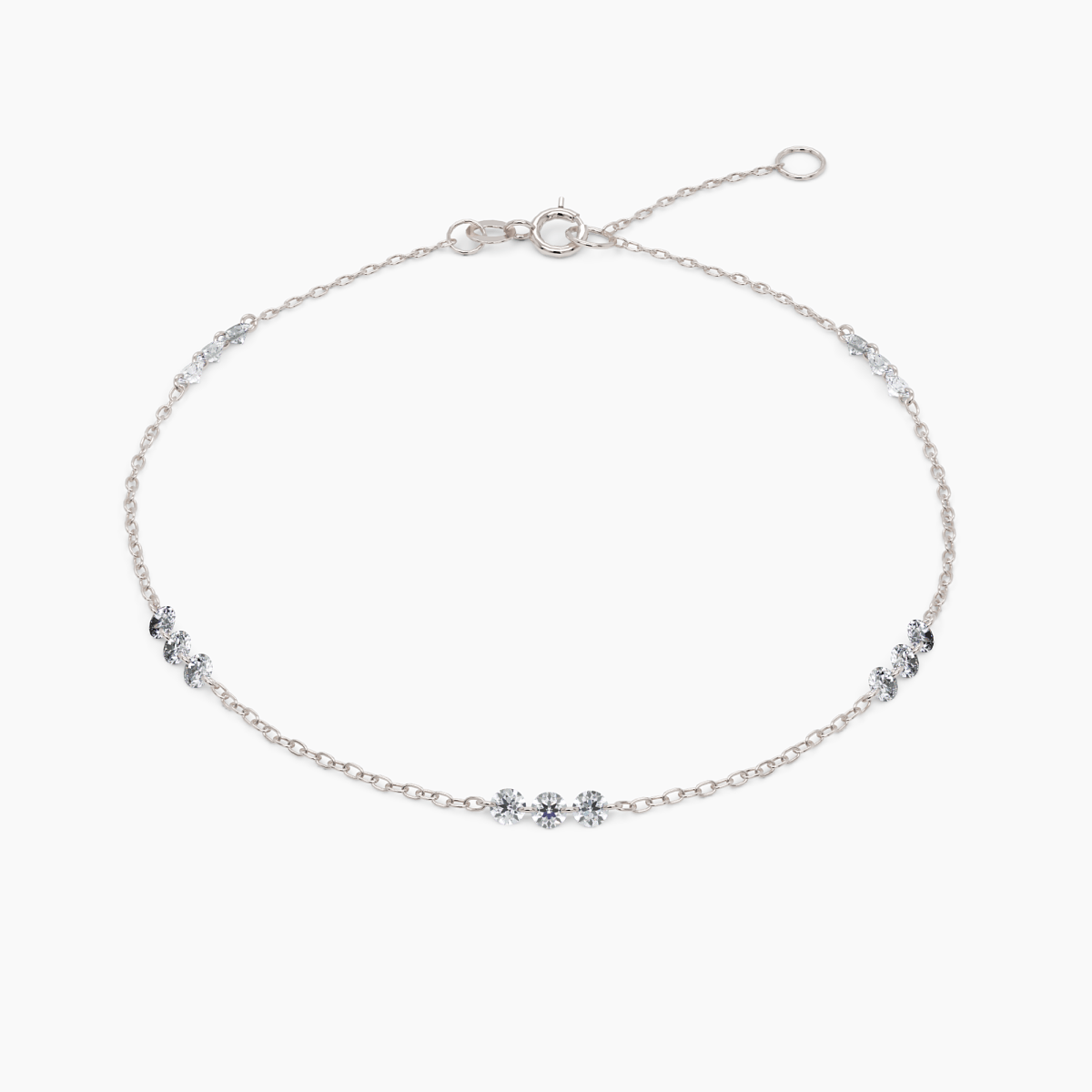 Drilled Diamond Station Bracelet in White Gold - Narcissus