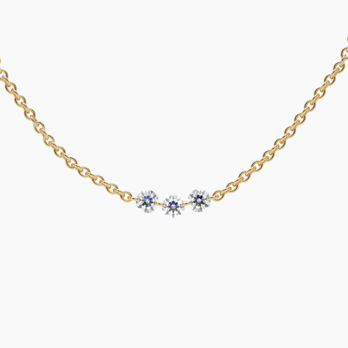 Drilled Diamond Station Necklace - Narcissus