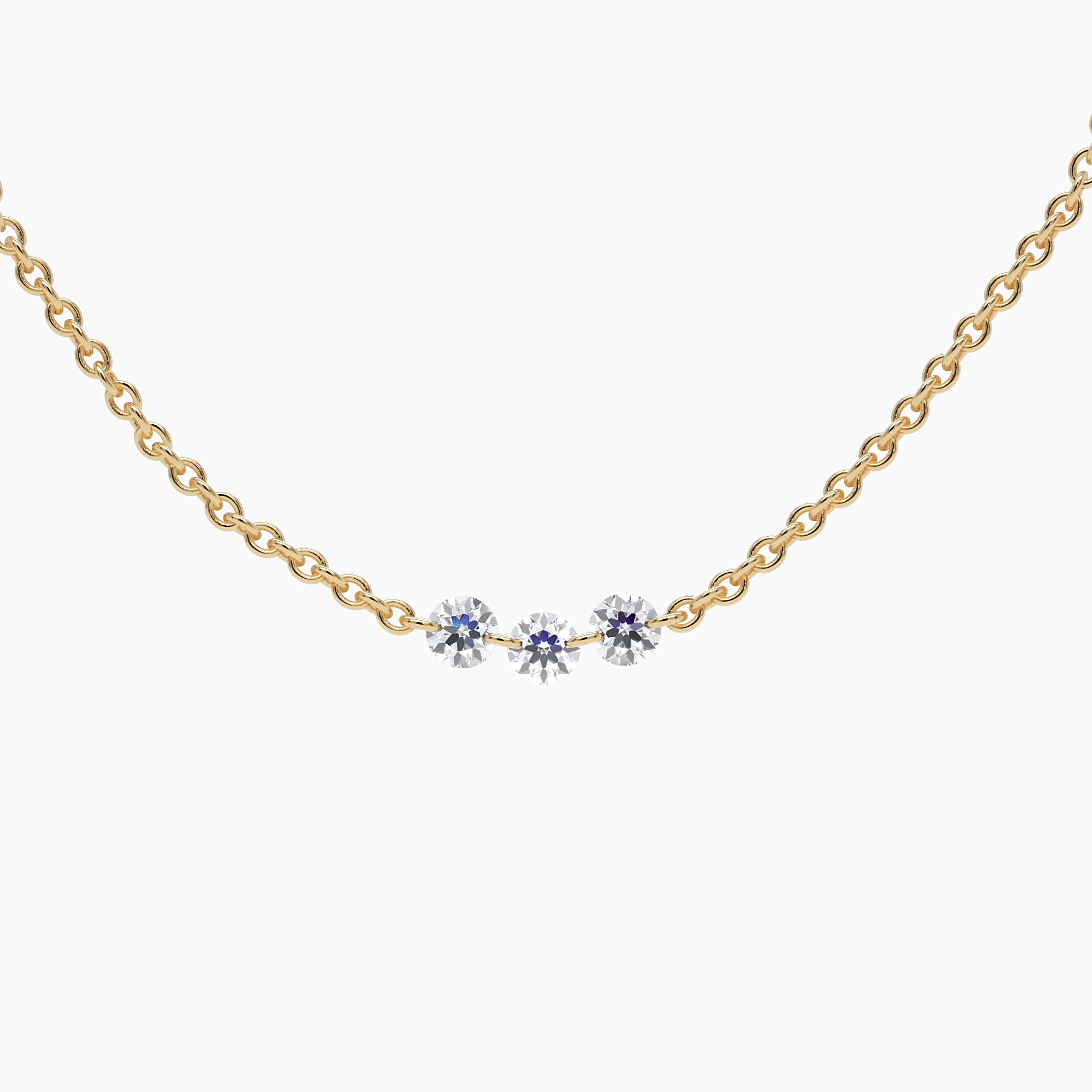 Drilled Diamond Station Necklace Narcissus