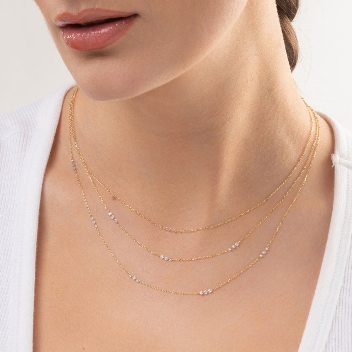 Drilled Diamond Station Necklace - Narcissus