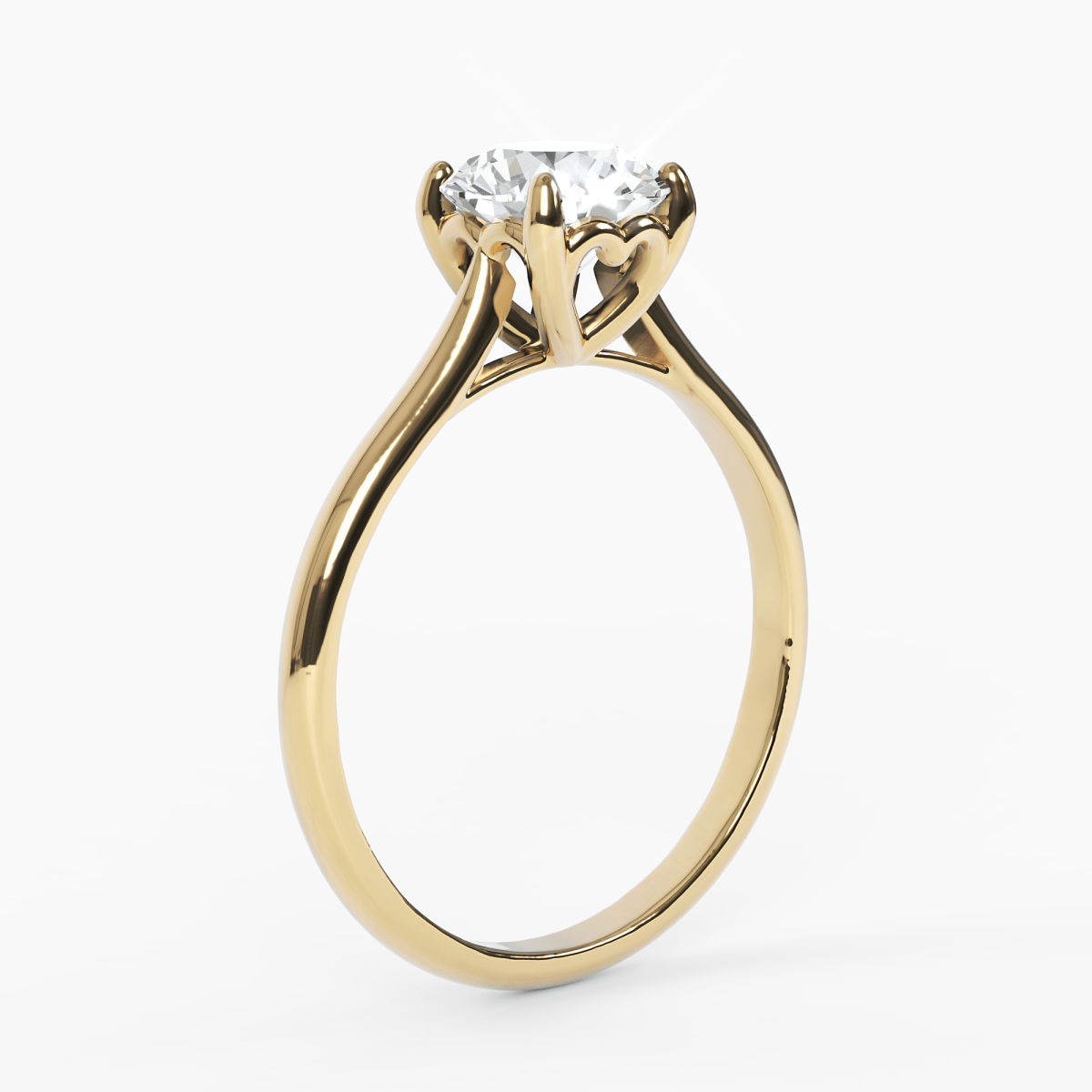 Hidden Heart Prong Solitaire Engagement Ring - Narcissus