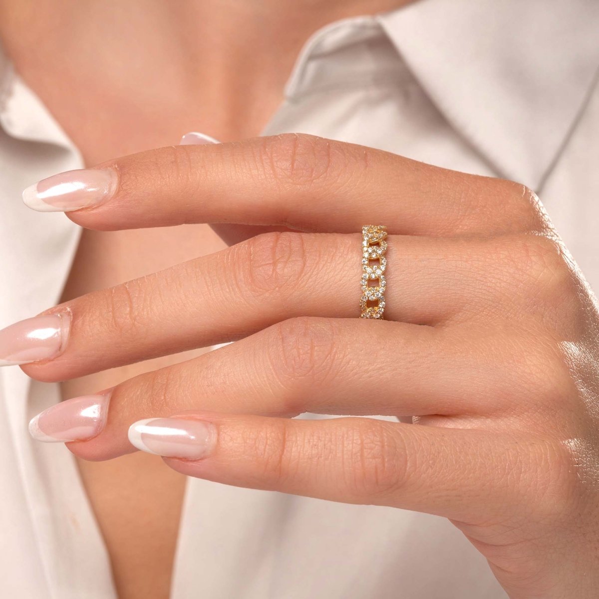 Interlocking Gourmette Chain Ring - Narcissus