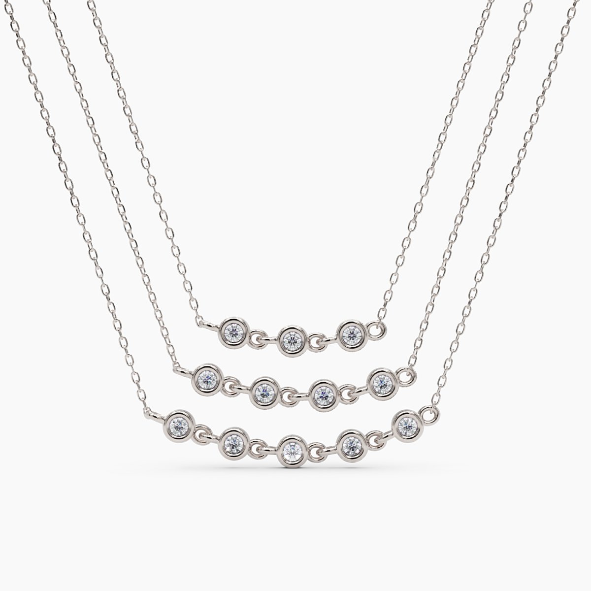 Multi Diamond Bezel Necklace - Narcissus