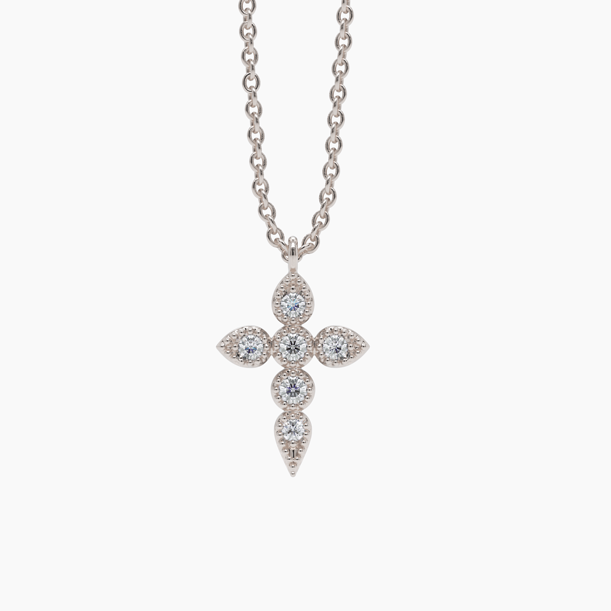 Milgrain Diamond Cross Necklace - Narcissus