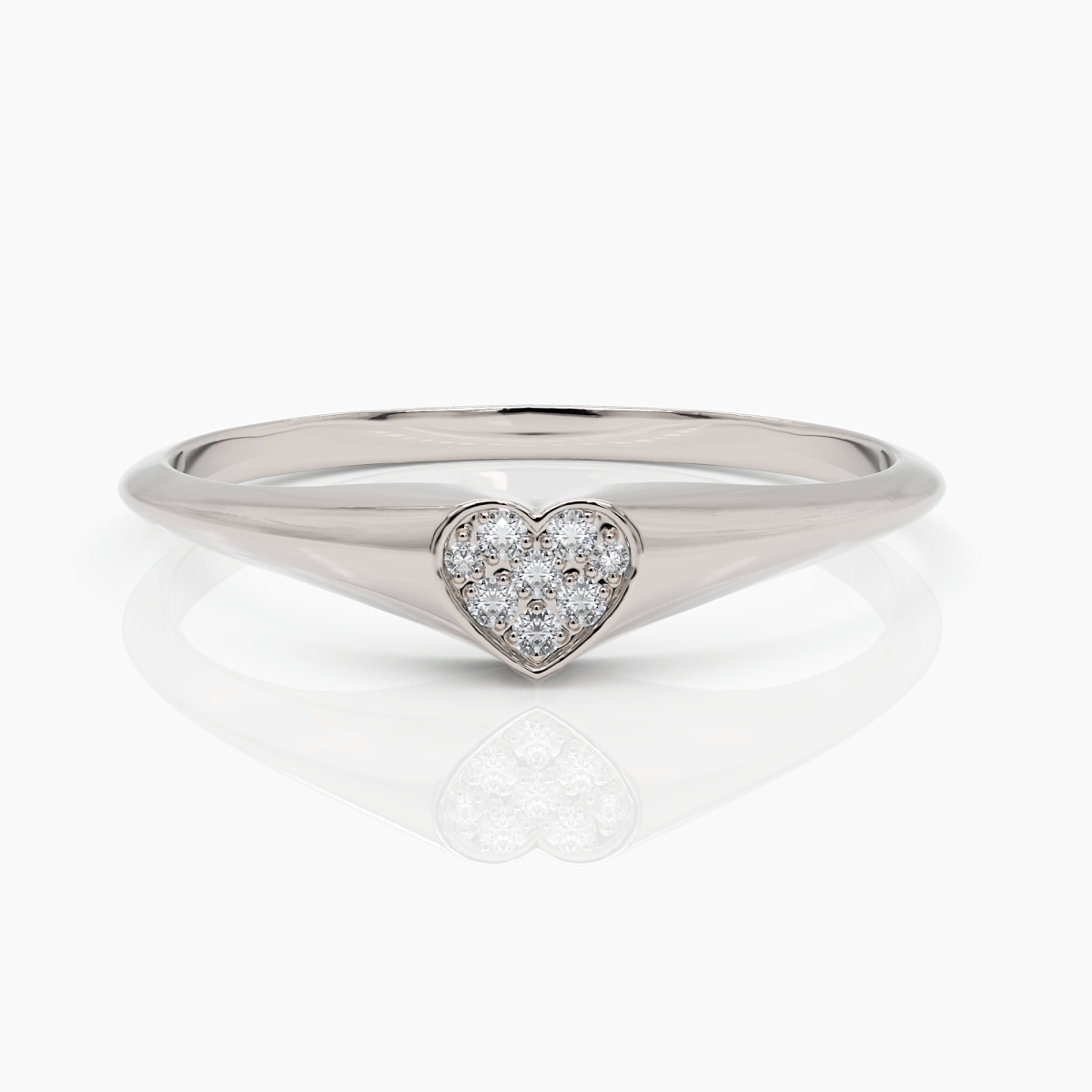 Mini Heart Diamond Signet Ring - Narcissus