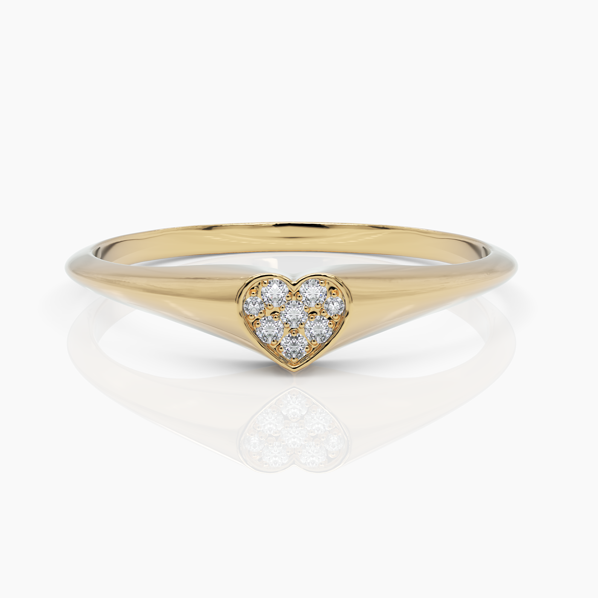 Mini Heart Diamond Signet Ring - Narcissus