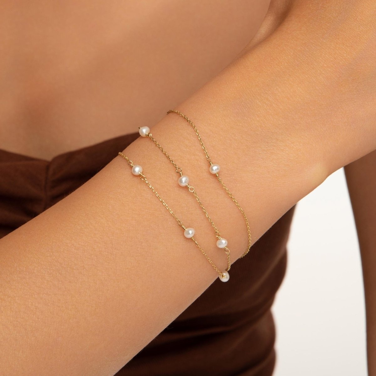 Multi Pearl Bracelet in White Gold - Narcissus