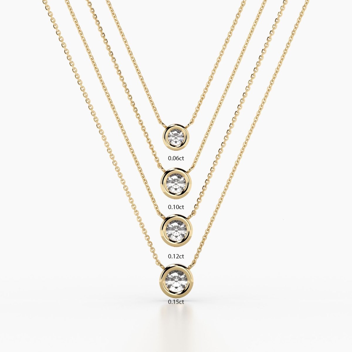 Diamond Bezel Necklace in Rose Gold - Narcissus