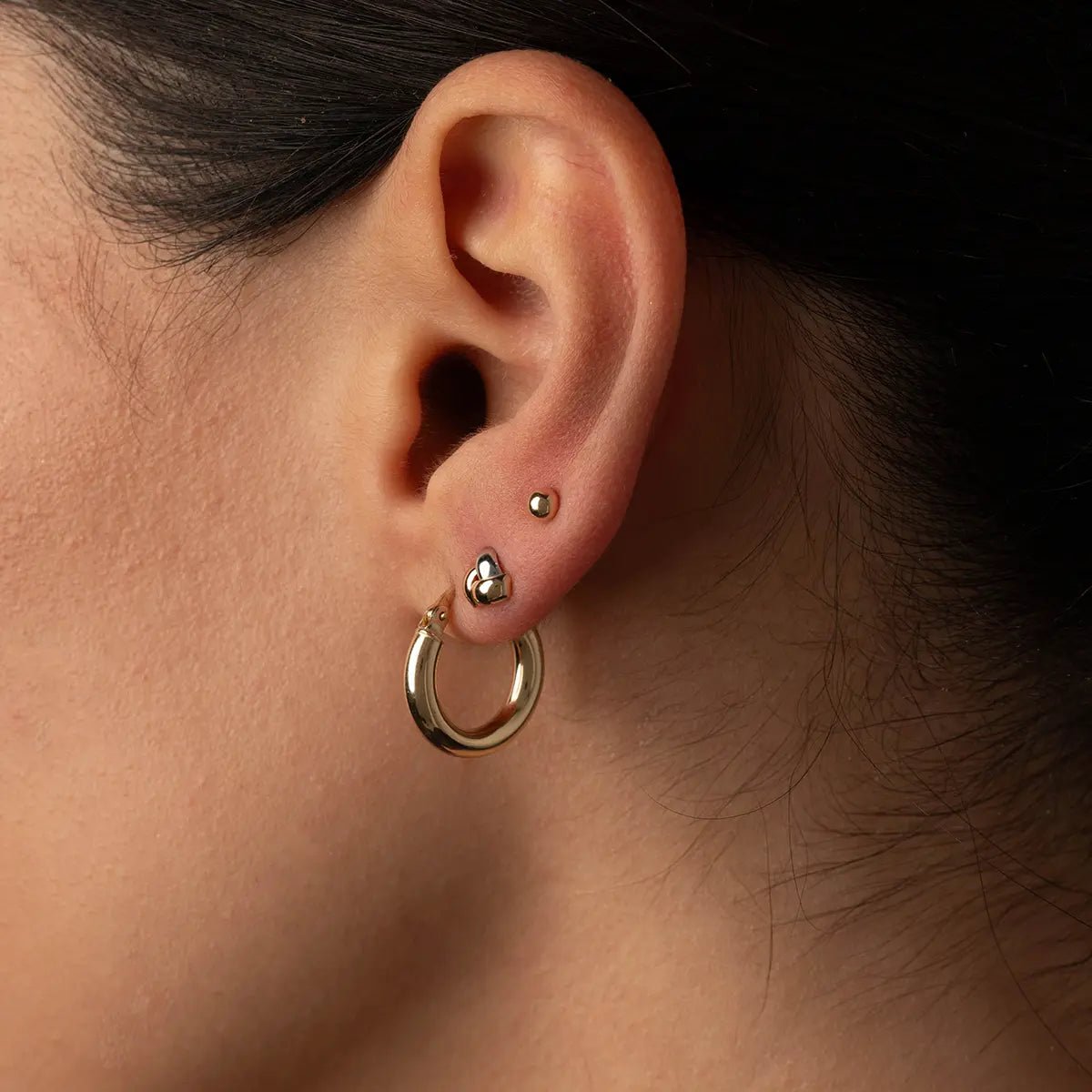 Trinity Three Color Stud Earrings - Narcissus