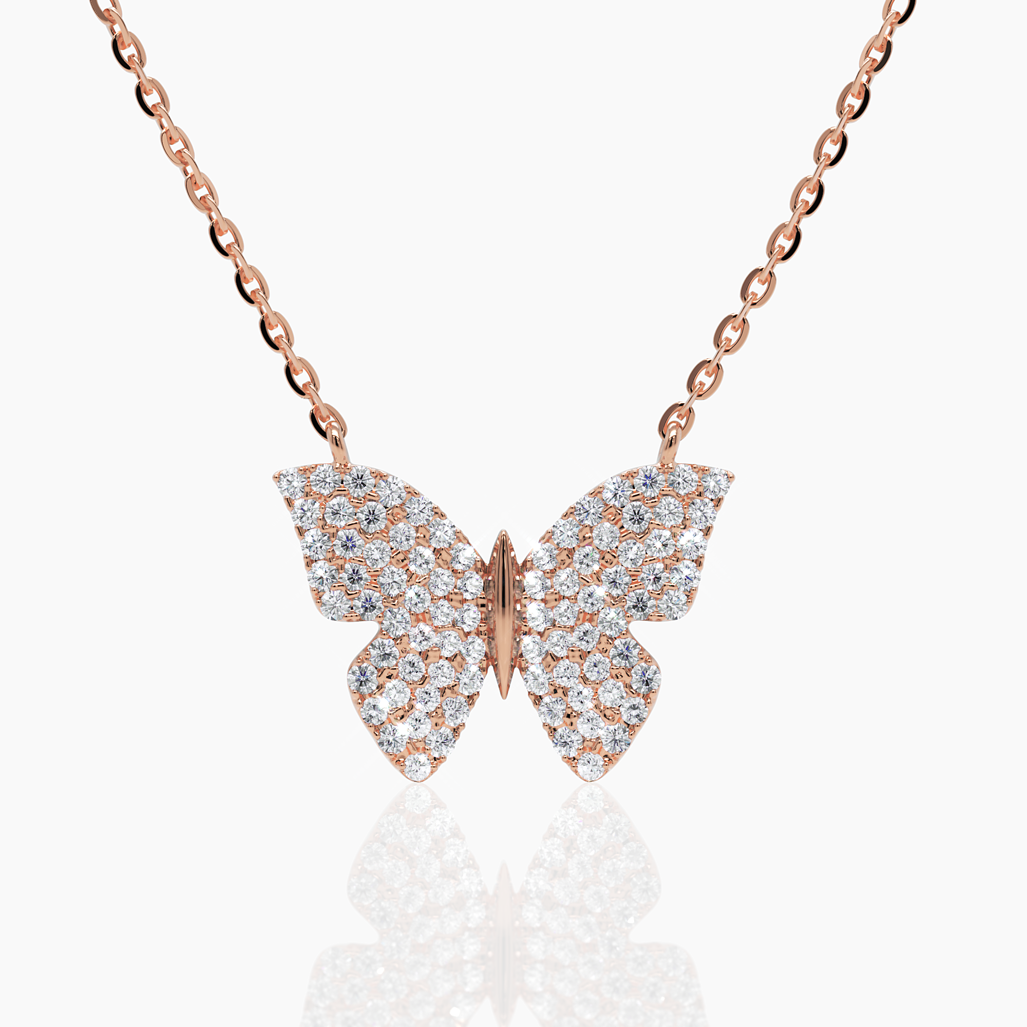 Pave Diamond Butterfly Necklace - Narcissus