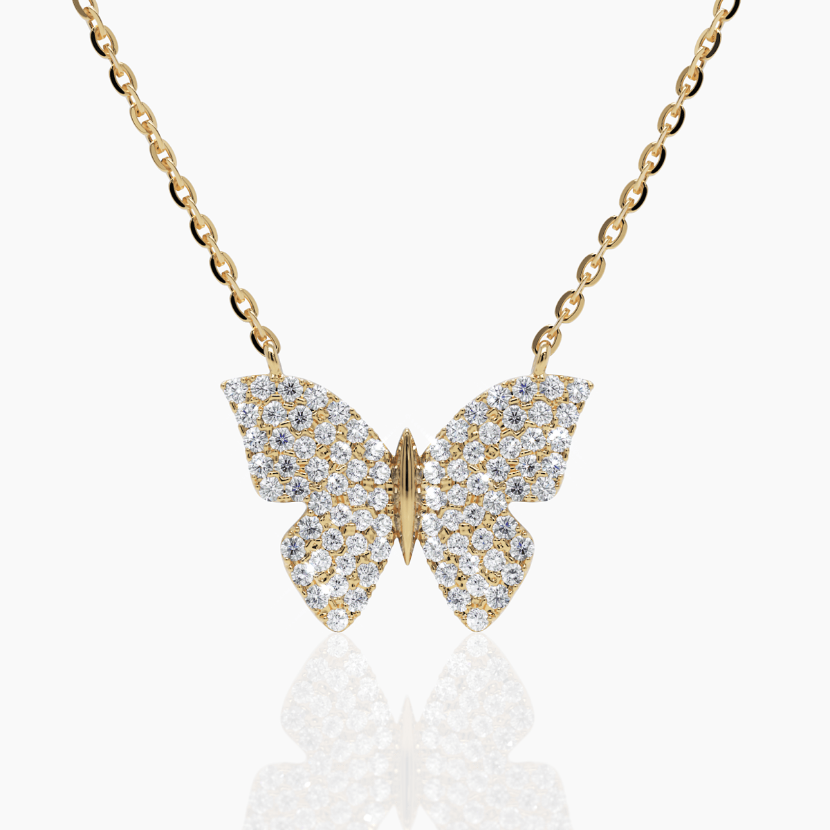 Pave Diamond Butterfly Necklace - Narcissus